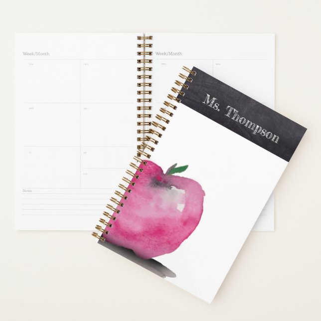 Personalised Apple Watercolor Thank you Teacher Planner (Display)