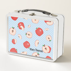 Personalised Apples and Dots Teachers Metal Lunch Box