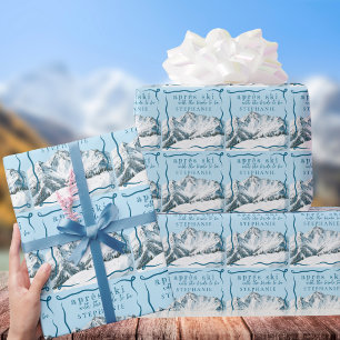 Personalised Apres Ski Blue Winter Bridal Shower Wrapping Paper