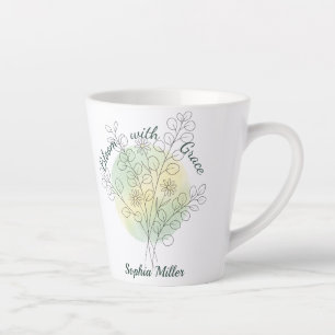 Personalised April Birth Flower Daisy Custom Name Latte Mug