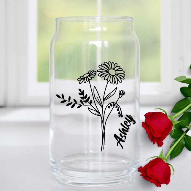 Personalised April Birth Month Flower Daisies Can Glass (Creator Uploaded)