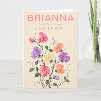 Personalised April Birthday Sweet Pea Birth Flower Card