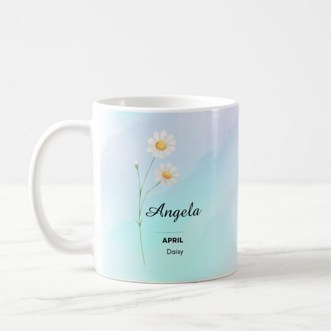 Personalised April Flower Mug (Left)