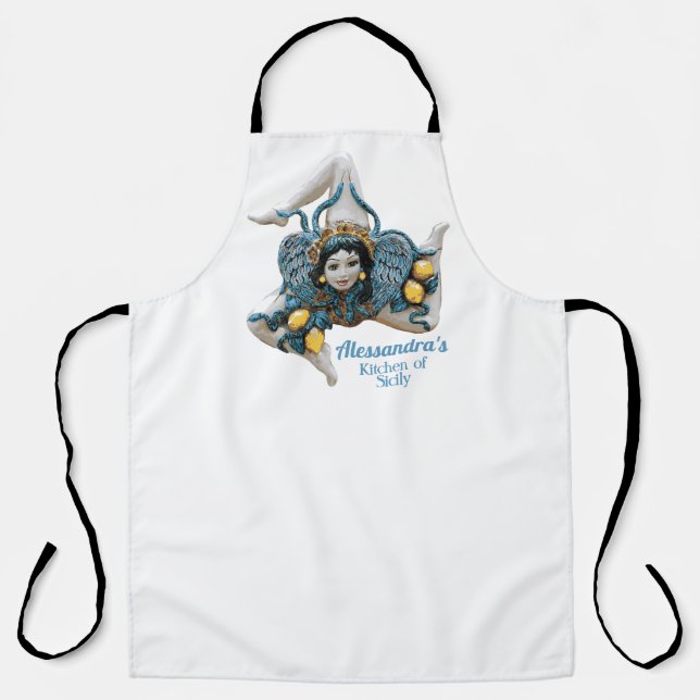 Personalised Apron Trinacria Sicily 3 legged icon (Front)