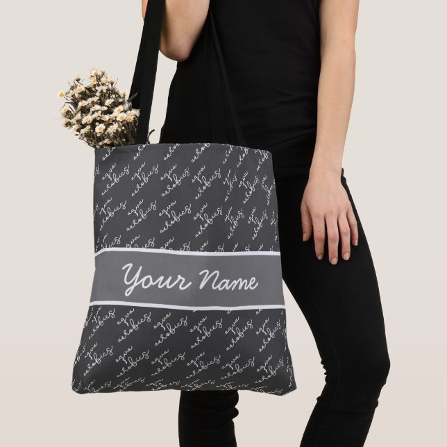 Personalised Aqua aerobics typography pattern Tote Bag (Close Up)