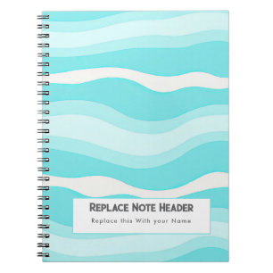 Personalised Aqua and White Wave Patterned Notebook