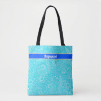 personalised aqua blue and white intricate design
