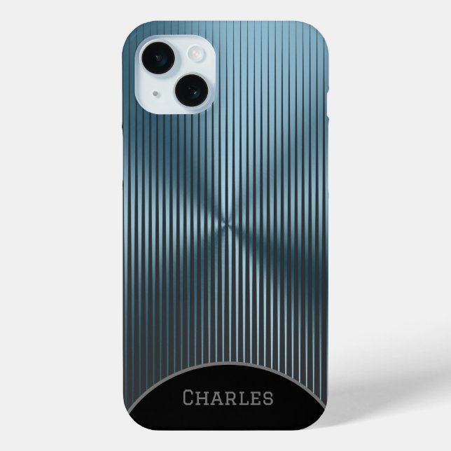 Personalised Aqua Blue Metallic and Black Case-Mate iPhone Case (Back)