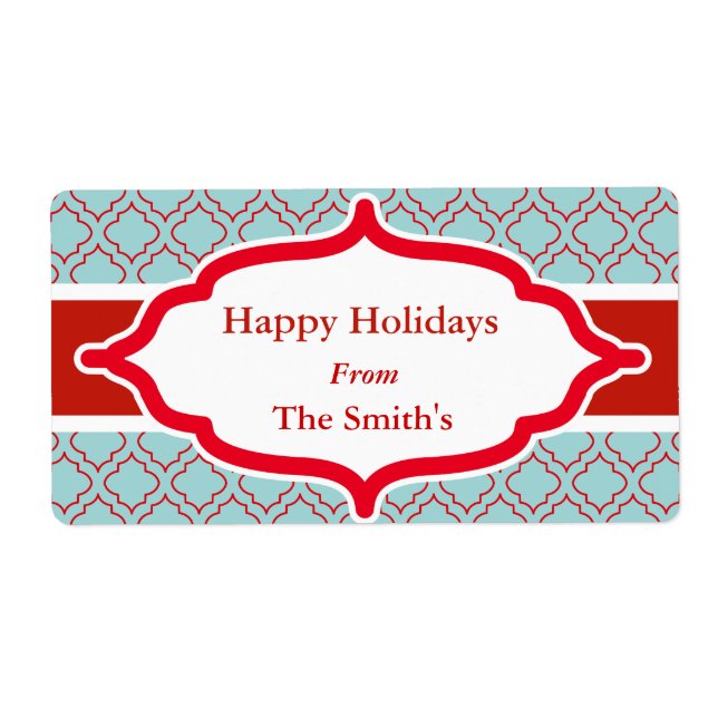 Personalised Aqua Holiday Labels (Front)