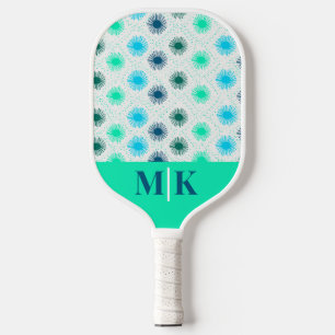 Personalised Aqua  Mid Century Modern Monogrammed Pickleball Paddle
