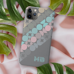 Personalised Aqua Pink Grey Midcentury Art iPhone 16 Pro Max Case