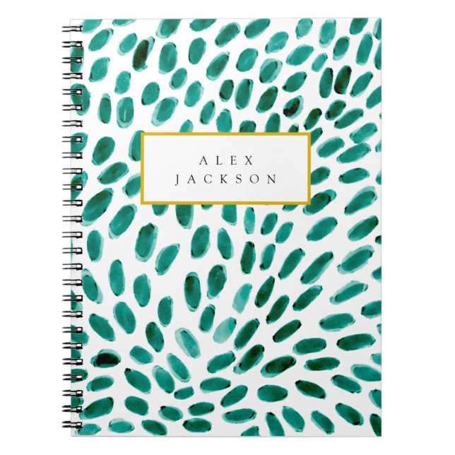 Personalised Aqua Teal Abstract Pattern Trendy Notebook (Front)