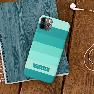 Personalised Aqua Turquoise Blue Green Stripes Case-Mate iPhone Case