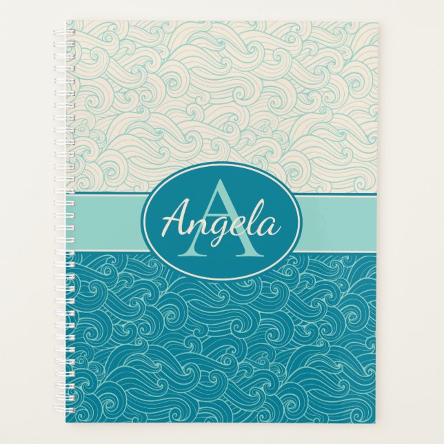 Personalised Aqua Waves Planner (Front)