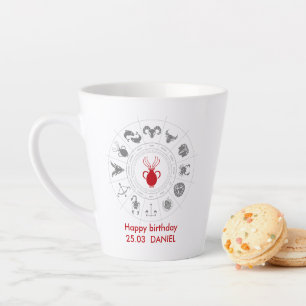 Personalised Aquarius Zodiac Birthday Gift Latte Mug