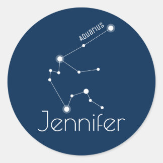 Personalised Aquarius Zodiac Constellation Classic Round Sticker