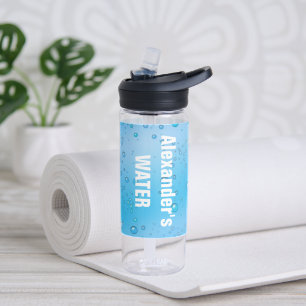 Personalised Aquatic Blue and Clear Water Bubbles Bottle