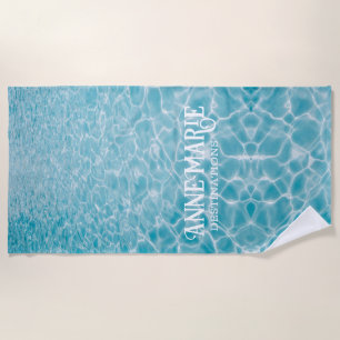 Personalised Aquatic Pool Reflections Beach Towel