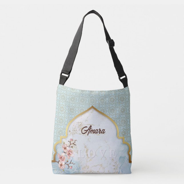 Personalised Arabesque Crossbody Tote Bag | Blush  (Front)