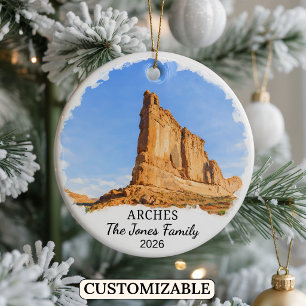 Personalised Arches National Park Ornament, Utah Ceramic Tree Decoration