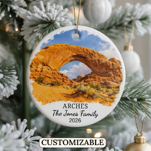Personalised Arches National Park Ornament, Utah Ceramic Tree Decoration