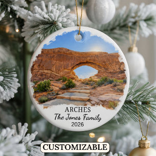Personalised Arches National Park Ornament, Utah Ceramic Tree Decoration