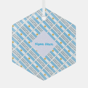 Personalised Argentina Flag Name Design Tiled Glass Tree Decoration