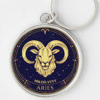 Personalised Aries Zodiac Keychain with Birth Date