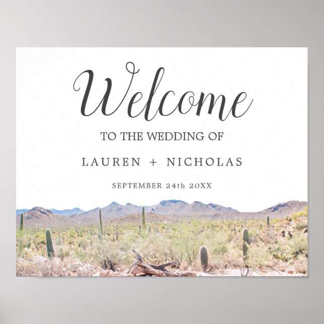 Personalised Arizona Desert Wedding Welcome Poster (Front)