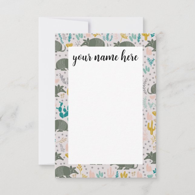 Personalised Armadillo Notecards (Front)