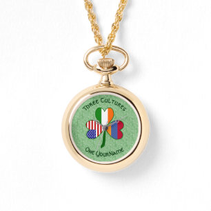 Personalised Armenian Irish USA Shamrock Necklace