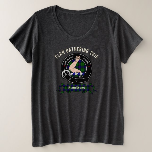Personalised Armstrong Clan Badge Women's Plus Size T-Shirt (Design Front)