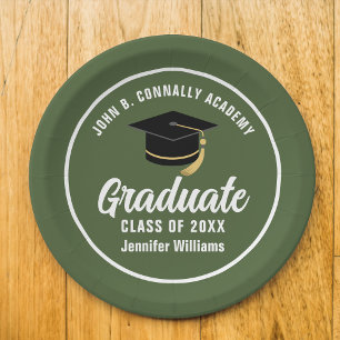 Personalised Army Green Graduation Party Paper Plate