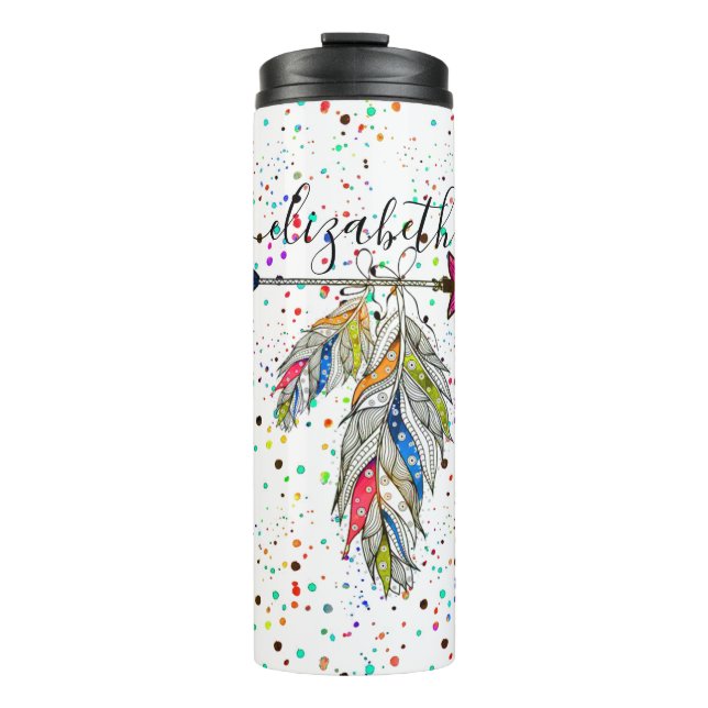 Personalised arrow and feathers   thermal tumbler (Front)
