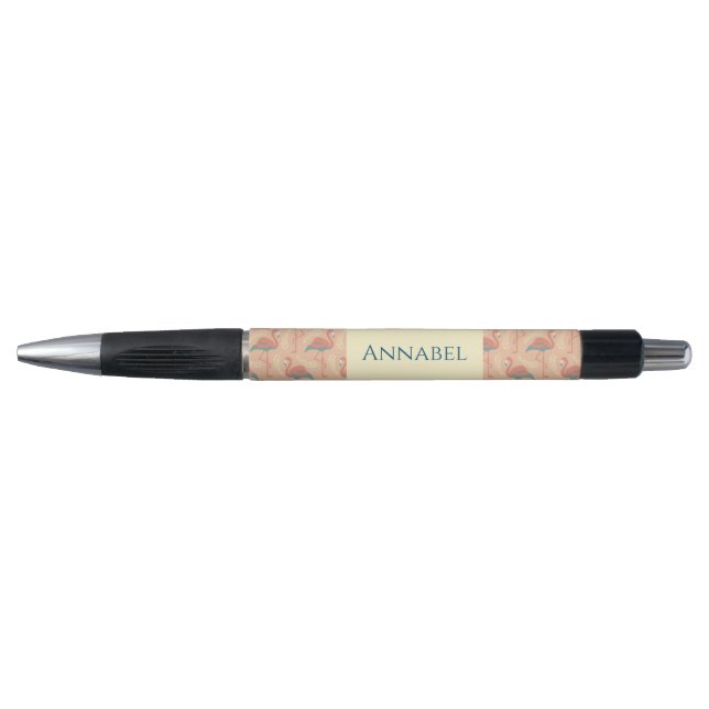 Personalised Art Deco inspired Flamingo  Pen (Front)