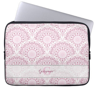Personalised Art Deco Pink Confetti Lace Mandala Laptop Sleeve