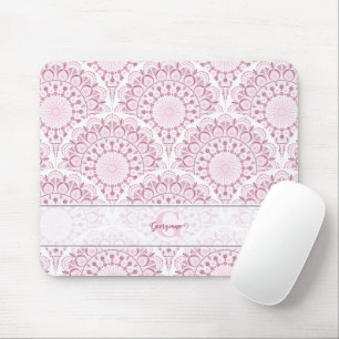 Personalised Art Deco Pink Confetti Lace Mandala Mouse Pad