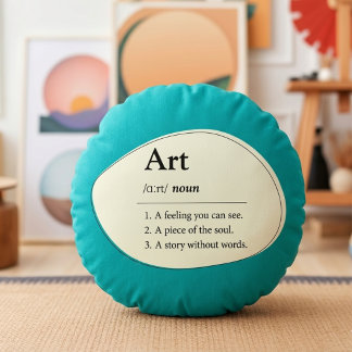 Personalised Art Dictionary Style Teal Pillow