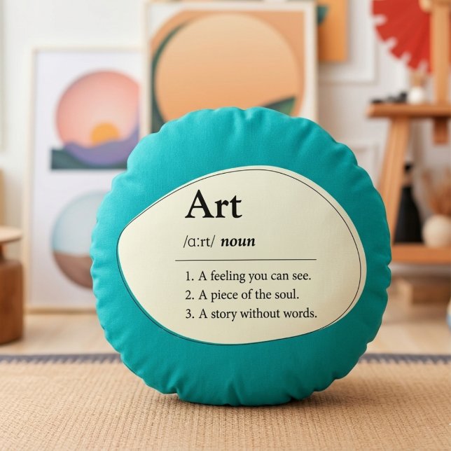 Personalised Art Dictionary Style Teal Pillow (Fully customizable pillow for art lovers)