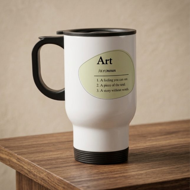 Personalised Art Dictionary Style Travel Mug (Fully customizable travel mug with handle for art lovers)