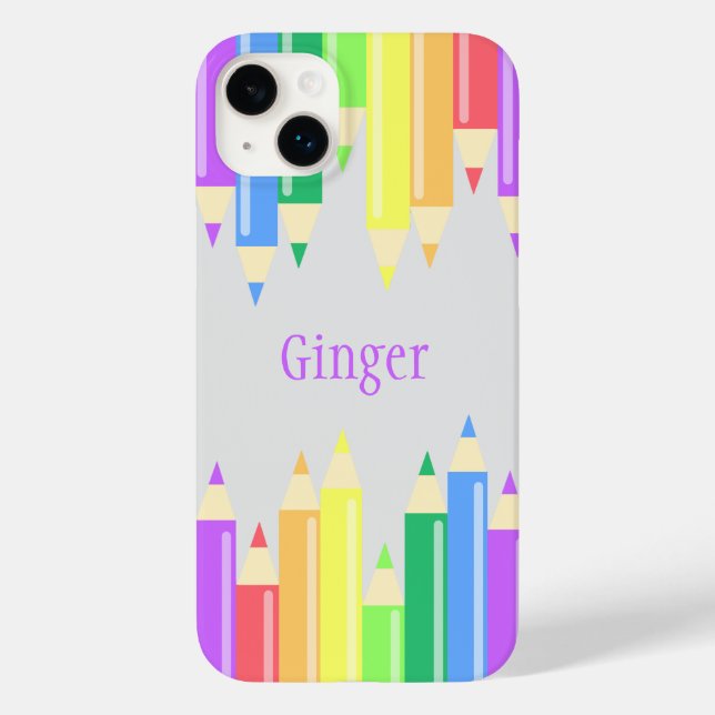 Personalised Art Pencil Bright Colours Artist Case-Mate iPhone Case (Back)