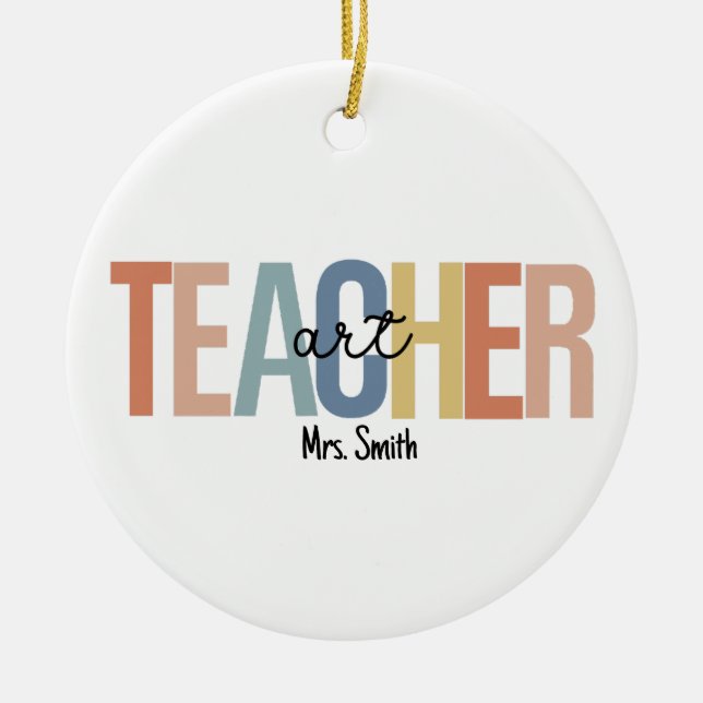 Personalised Art Teacher Christmas Ceramic Tree Decoration (Front)