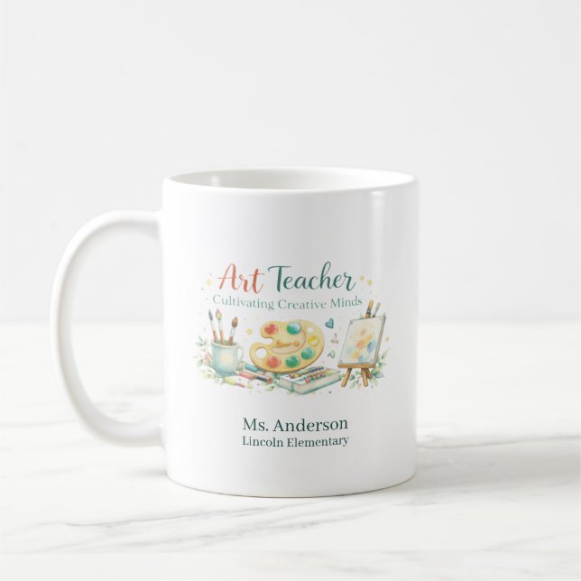 Personalised Art Teacher Cultivating Creative Mind Coffee Mug (Left)