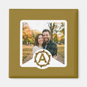 Personalised Artisan Monogram A Wood Frame Magnet