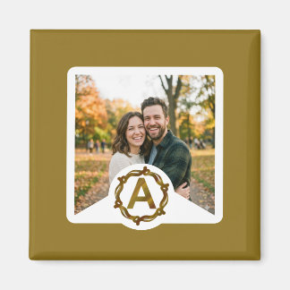 Personalised Artisan Monogram A | Wood Frame Magnet