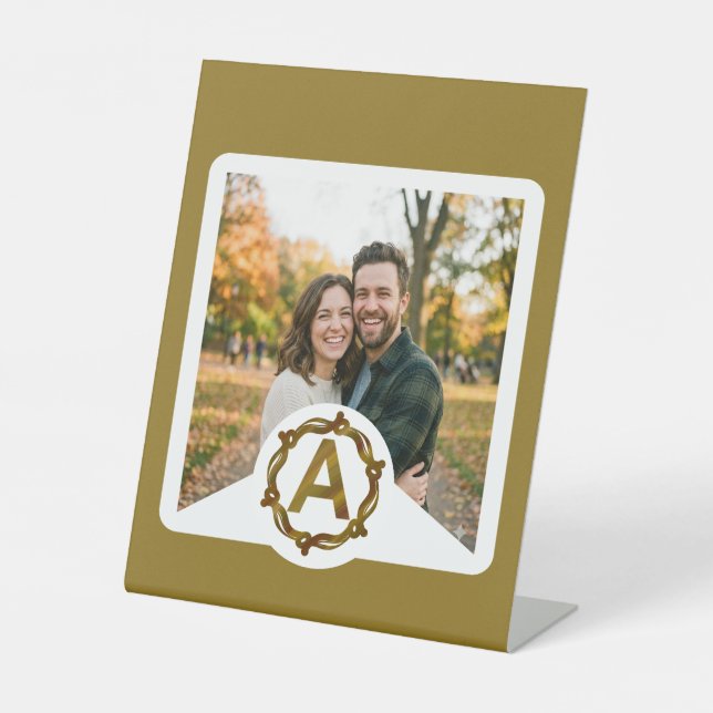 Personalised Artisan Monogram A | Wood Frame Pedestal Sign (Front)