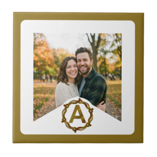 Personalised Artisan Monogram A Wood Frame Tile