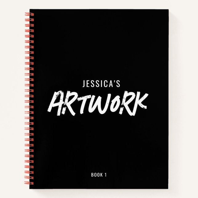 Personalised Artist Artwork Sketchbook Black Notebook (Front)