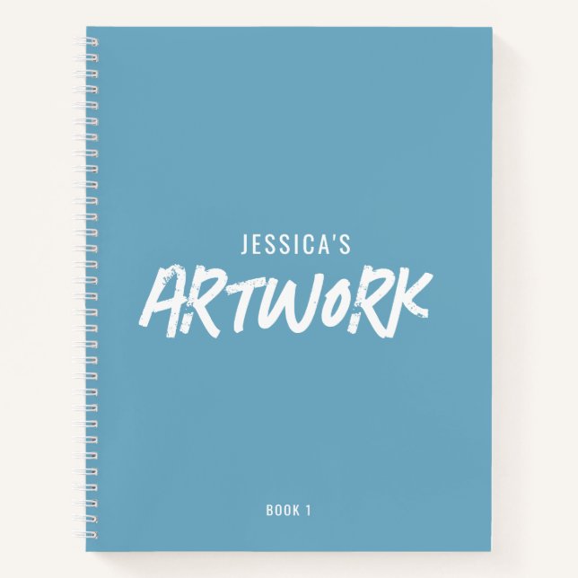 Personalised Artist Artwork Sketchbook Blue Notebook (Front)