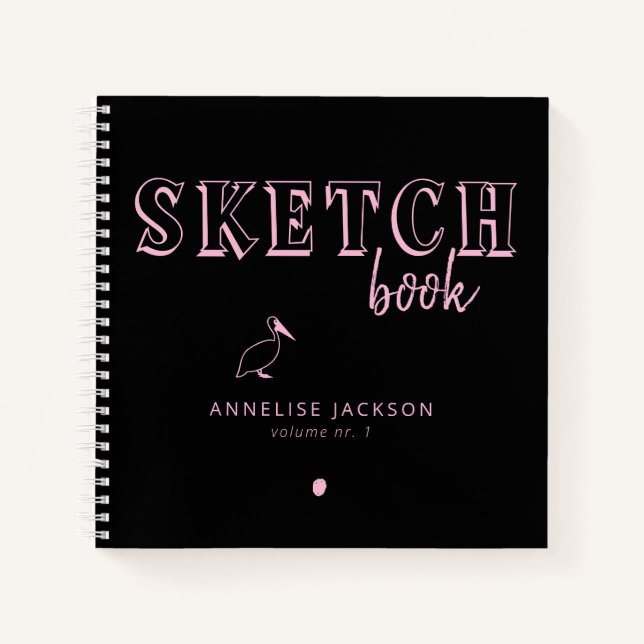 Personalised artist name typography sketchbook notebook (Front)